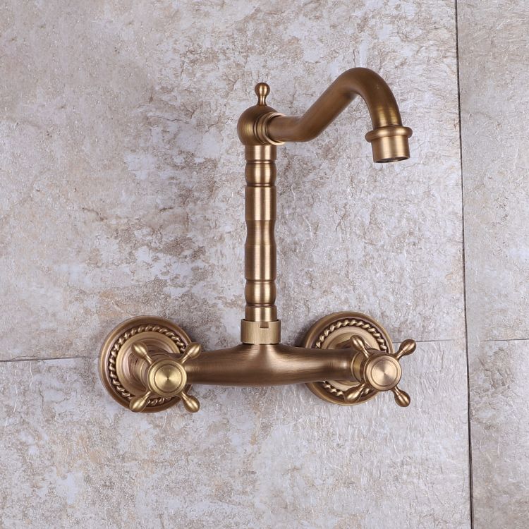 Brass Wide Spread Bathroom Faucet Industrial Lever Lavatory Faucet Clearhalo 'bathroom_sink_faucets' 'Conjuntos de Torneiras de Lavatório e Banheiro' 'home_improvement' 'home_improvement_bathroom_sink_faucets' 'Mobiliário Doméstico' 'Página inicial' 'Renovação e equipamento de casa de banho' 'Torneira para lavatório de banheiro' 1200x1200_4ab8161d-2266-4d1b-a95d-a7802208597f