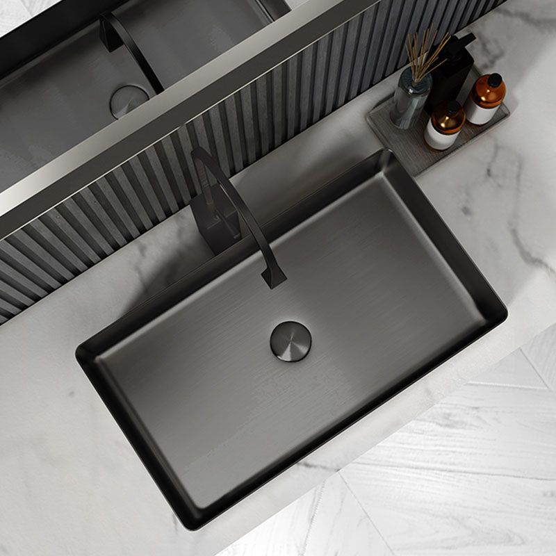 Contemporary Bathroom Sink Metal Rectangular Vessel Bathroom Sink with Pop-Up Drain Clearhalo 'Bathroom Remodel & Bathroom Fixtures' 'Bathroom Sinks & Faucet Components' 'Bathroom Sinks' 'bathroom_sink' 'Home Improvement' 'home_improvement' 'home_improvement_bathroom_sink' 1200x1200_4abb2d24-c5b7-4038-940e-2732fb78eb97