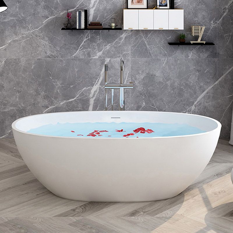 Modern Ellipse Stone Bathtub Freestand Soaking Bathtub with Drain Bath Tub Clearhalo 'Bathroom Remodel & Bathroom Fixtures' 'Bathtubs' 'Home Improvement' 'home_improvement' 'home_improvement_bathtubs' 'Showers & Bathtubs' 1200x1200_4ae9a9ed-5780-4f58-9c2b-46a58ba15a70