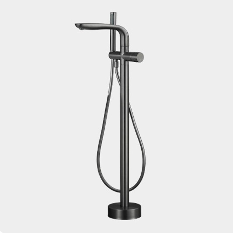 Floor Mounted Metal Freestanding Tub Filler Hand Shower Freestanding Faucet Clearhalo 'Bathroom Remodel & Bathroom Fixtures' 'Bathtub Faucets' 'bathtub_faucets' 'Home Improvement' 'home_improvement' 'home_improvement_bathtub_faucets' 1200x1200_4b59755d-8ce8-4e09-9c19-0d3ca9acea9b