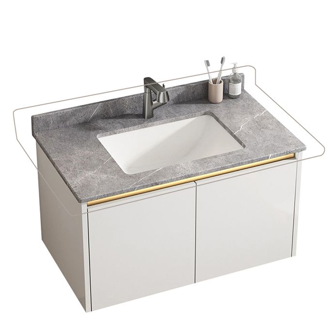 White Metal Frame Vanity 2 Doors Wall Mount Single Sink Mirror Faucet Rectangular Vanity Clearhalo 'Bathroom Remodel & Bathroom Fixtures' 'Bathroom Vanities' 'bathroom_vanities' 'Home Improvement' 'home_improvement' 'home_improvement_bathroom_vanities' 1200x1200_4b5c8136-7854-40a0-b6aa-a32fd6c48b8f