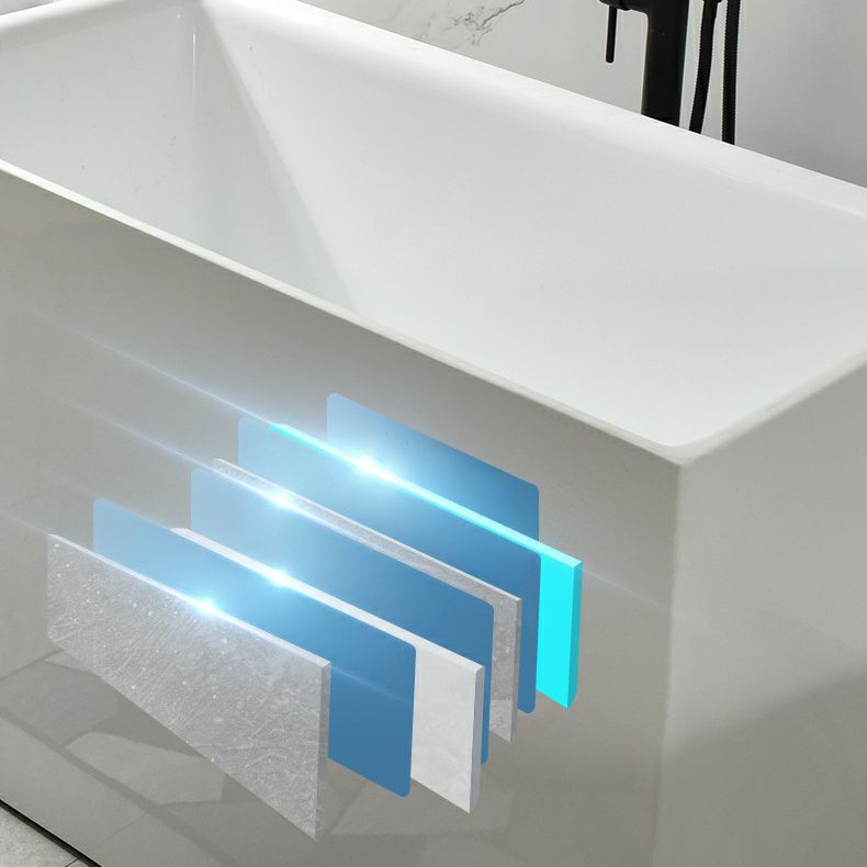 Acrylic Freestanding Bathtub Modern Rectangle Bathtub with Center Drain Clearhalo 'Bathroom Remodel & Bathroom Fixtures' 'Bathtubs' 'Home Improvement' 'home_improvement' 'home_improvement_bathtubs' 'Showers & Bathtubs' 1200x1200_4b68adb6-3cee-4d88-b75e-406a660bcfd3