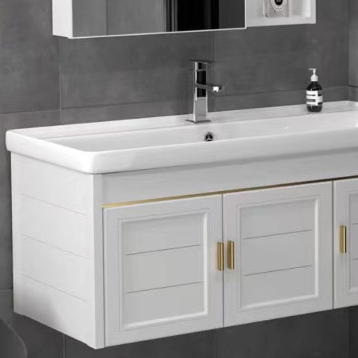 Rectangular Glam Bathroom Vanity Ceramic Top Single-Sink Wall Mount Vanity Set Clearhalo 'Bathroom Remodel & Bathroom Fixtures' 'Bathroom Vanities' 'bathroom_vanities' 'Home Improvement' 'home_improvement' 'home_improvement_bathroom_vanities' 1200x1200_4b6e7fb5-693c-4978-a0eb-d8d6df1a9ec4