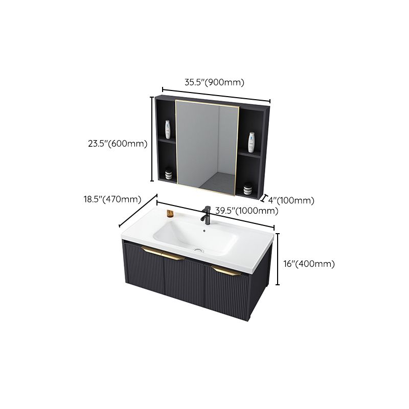 Glam Bath Vanity Single Sink Wall Mounted Metal Frame 2 Doors Mirror Grey Vanity Clearhalo 'Bathroom Remodel & Bathroom Fixtures' 'Bathroom Vanities' 'bathroom_vanities' 'Home Improvement' 'home_improvement' 'home_improvement_bathroom_vanities' 1200x1200_4b7f728d-4660-4c8a-8405-6ee44fa727e6