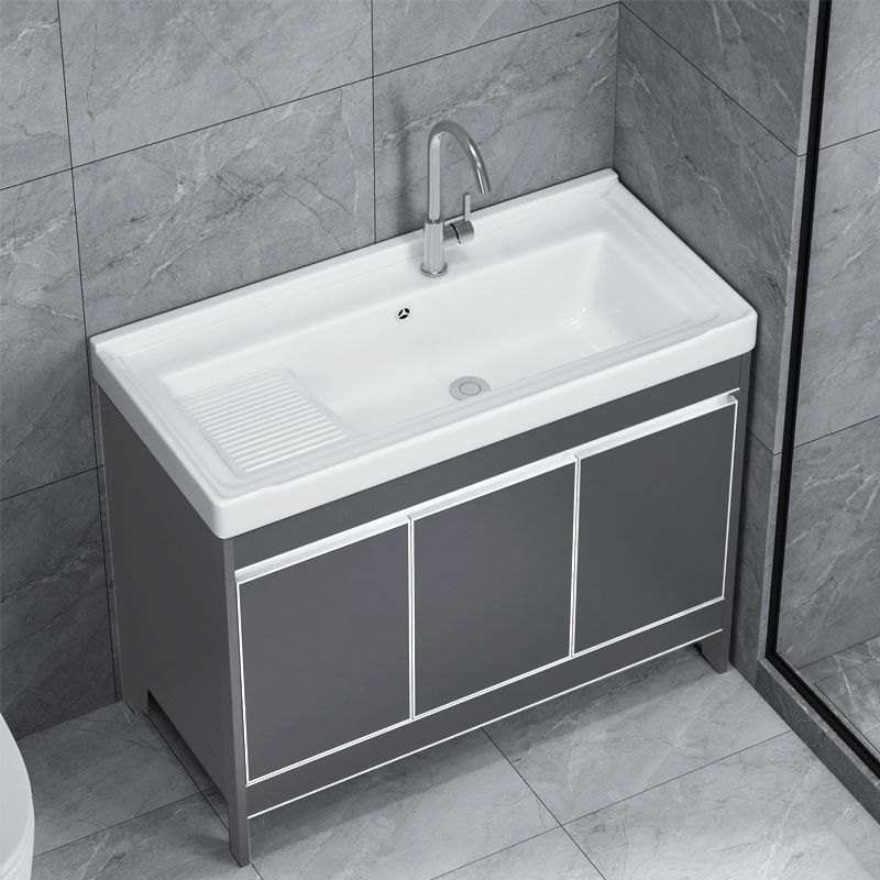 Freestanding Bathroom Vanity Space Aluminum Bathroom Vanity with Sink Clearhalo 'Bathroom Remodel & Bathroom Fixtures' 'Bathroom Vanities' 'bathroom_vanities' 'Home Improvement' 'home_improvement' 'home_improvement_bathroom_vanities' 1200x1200_4b81f678-6204-4c3a-9516-6ef422a070d9