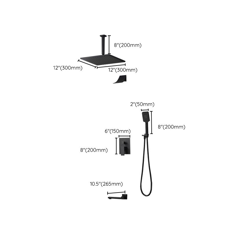 Square Black Spot Resist Shower Faucet Shower Arm Shower with Handheld Shower Head Clearhalo 'Bathroom Remodel & Bathroom Fixtures' 'Home Improvement' 'home_improvement' 'home_improvement_shower_faucets' 'Shower Faucets & Systems' 'shower_faucets' 'Showers & Bathtubs Plumbing' 'Showers & Bathtubs' 1200x1200_4b8ac3d9-99cb-4203-a3ba-8db8fe9b2745