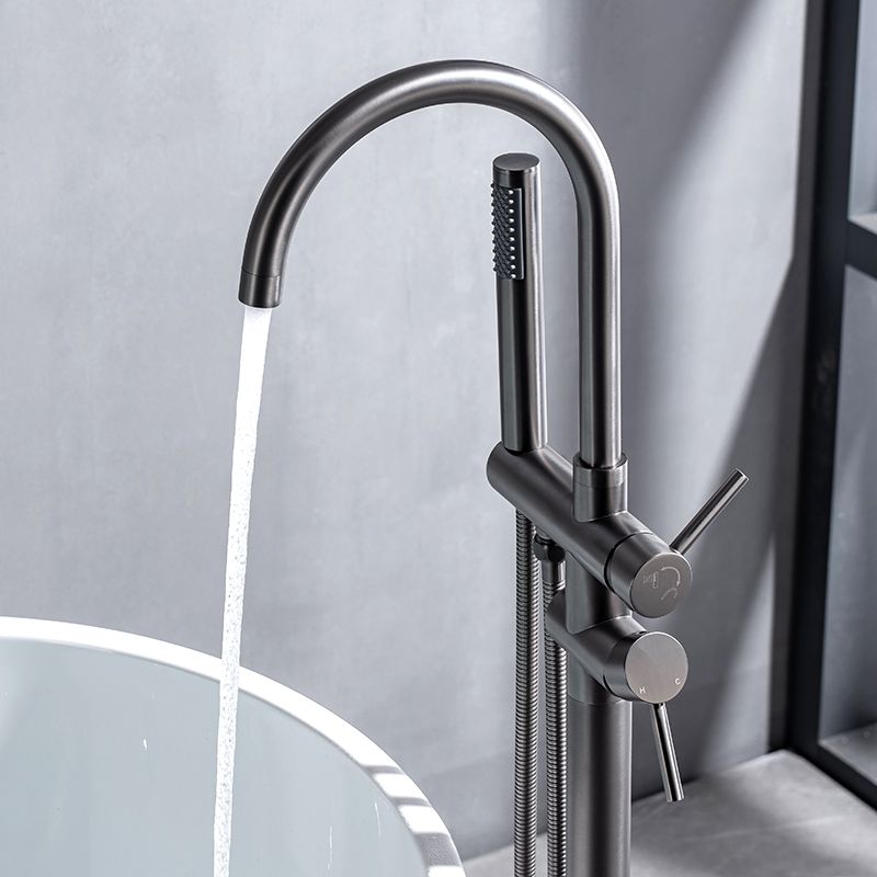 Modern Metal Floor Mounted Lever Handle Floor Mount for Bathroom Clearhalo 'Bathroom Remodel & Bathroom Fixtures' 'Bathtub Faucets' 'bathtub_faucets' 'Home Improvement' 'home_improvement' 'home_improvement_bathtub_faucets' 1200x1200_4bbe06e5-4a0d-4ba3-865c-c48ce99ea4f3