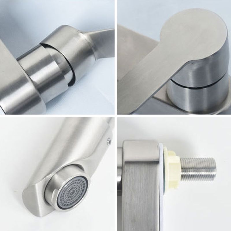 Square 1-Handle Bathroom Faucet 2 Hole Centerset Bathroom Faucet with Stainless Steel Clearhalo 'bathroom_sink_faucets' 'Conjunta de Baño y Conjunta de Grifo' 'Coronamiento de Baño y Dispositivo de Baño' 'Grifo del lavabo del baño' 'Hogar' 'home_improvement' 'home_improvement_bathroom_sink_faucets' 'Mejoras para el hogar' 1200x1200_4bc301b8-5570-41c5-a97e-c685edaec6c8