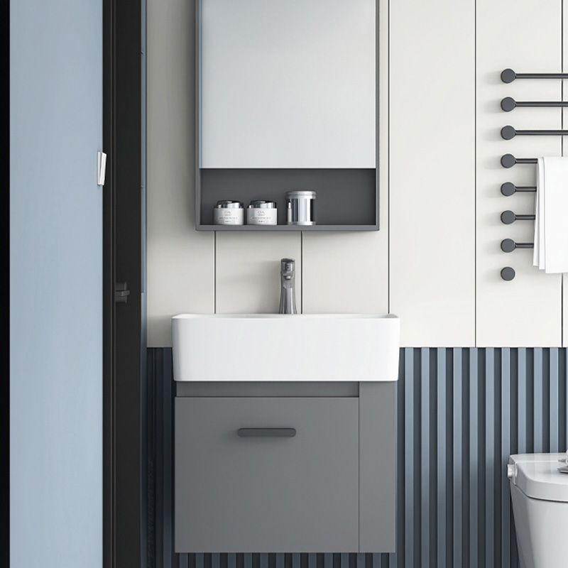 Single Sink Bathroom Vanity Modern White Ceramic Rectangular Vanity Set Clearhalo 'Bathroom Remodel & Bathroom Fixtures' 'Bathroom Vanities' 'bathroom_vanities' 'Home Improvement' 'home_improvement' 'home_improvement_bathroom_vanities' 1200x1200_4bc3ecb9-bea1-4461-8354-aef776859b56