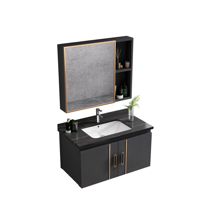 Single Glam Bathroom Vanity Dark Gray Rectangular Wall Mount Vanity Set Clearhalo 'Bathroom Remodel & Bathroom Fixtures' 'Bathroom Vanities' 'bathroom_vanities' 'Home Improvement' 'home_improvement' 'home_improvement_bathroom_vanities' 1200x1200_4bc603fa-f706-466b-a570-6bb3f1415e5f