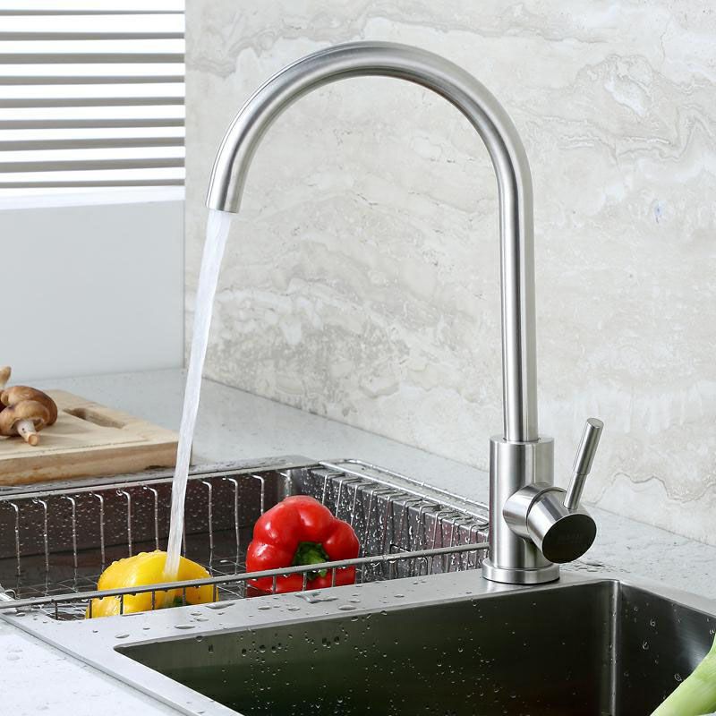 Modern 1-Handle Faucets 304 Stainless Steel with Water Dispenser Standard Kitchen Faucets Clearhalo 'Home Improvement' 'home_improvement' 'home_improvement_kitchen_faucets' 'Kitchen Faucets' 'Kitchen Remodel & Kitchen Fixtures' 'Kitchen Sinks & Faucet Components' 'kitchen_faucets' 1200x1200_4bf48d78-1aeb-4846-9445-3d370571a0c2