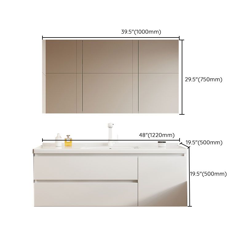 Modern Wood Wall Mount Bath Vanity White Faucet Included with Mirror Clearhalo 'Bathroom Remodel & Bathroom Fixtures' 'Bathroom Vanities' 'bathroom_vanities' 'Home Improvement' 'home_improvement' 'home_improvement_bathroom_vanities' 1200x1200_4c022534-cf47-4313-8b16-e90dab8650bc
