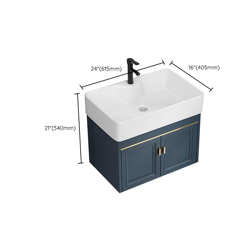 Rectangular Vanity Single Sink Faucet Wall-Mounted Blue Mirror Metal Frame Bath Vanity Clearhalo 'Bathroom Remodel & Bathroom Fixtures' 'Bathroom Vanities' 'bathroom_vanities' 'Home Improvement' 'home_improvement' 'home_improvement_bathroom_vanities' 1200x1200_4c22853f-2277-4d49-9785-83af63a96441