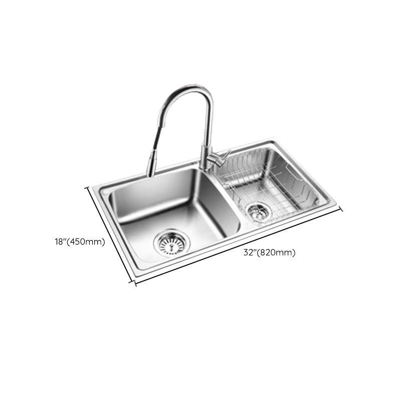 Classic Style Kitchen Sink Stainless Steel 1 Holes Kitchen Sink with Drain Strainer Kit Clearhalo 'Home Improvement' 'home_improvement' 'home_improvement_kitchen_sinks' 'Kitchen Remodel & Kitchen Fixtures' 'Kitchen Sinks & Faucet Components' 'Kitchen Sinks' 'kitchen_sinks' 1200x1200_4c2803d3-2982-4df1-9f56-7265bd722eb0