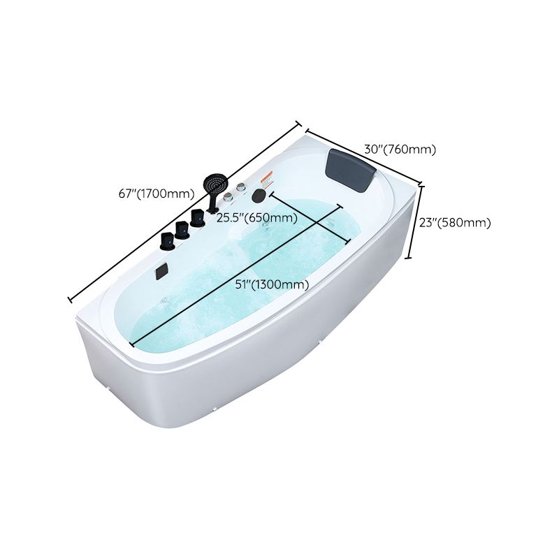 Corner Acrylic Bathroom Bath Tub Modern Back to Wall Soaking Tub Clearhalo 'Bathroom Remodel & Bathroom Fixtures' 'Bathtubs' 'Home Improvement' 'home_improvement' 'home_improvement_bathtubs' 'Showers & Bathtubs' 1200x1200_4c35c5ef-74f3-41a5-92c3-d4ee1c30d7cd