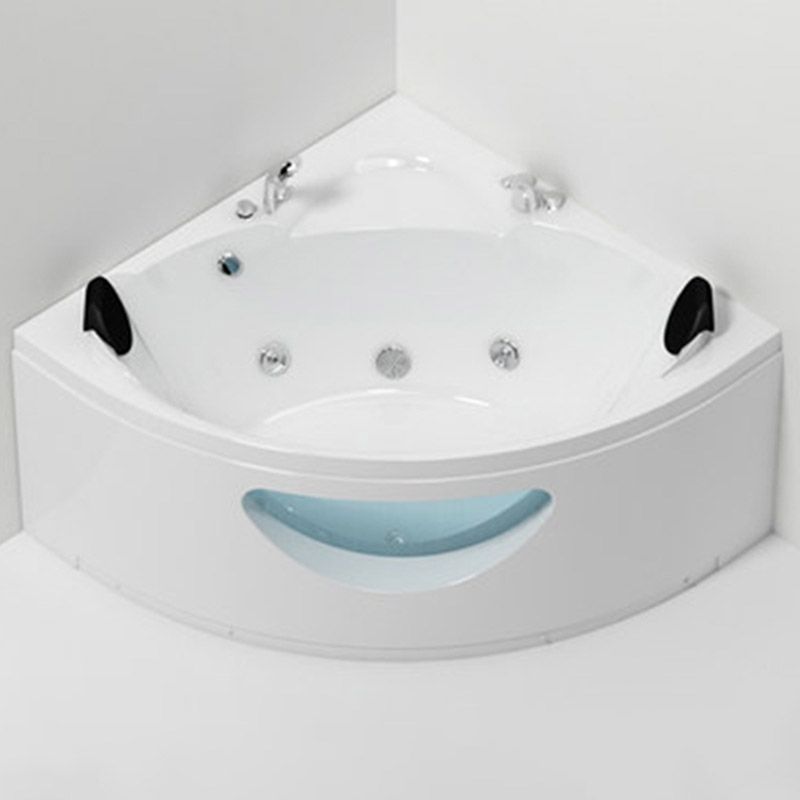 Contemporary Acrylic Corner Bath Tub White Tub with Internal Drain Clearhalo 'Bathroom Remodel & Bathroom Fixtures' 'Bathtubs' 'Home Improvement' 'home_improvement' 'home_improvement_bathtubs' 'Showers & Bathtubs' 1200x1200_4c716e27-2c89-4faf-8d8e-0b081b031abf