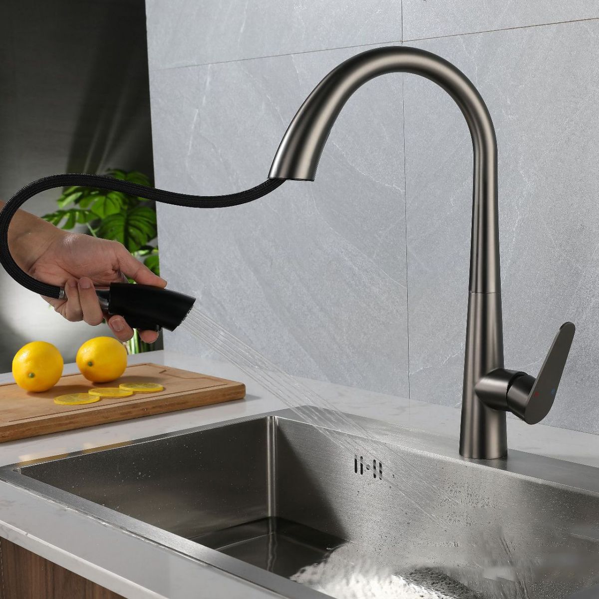 Modern Kitchen Faucet Stainless Steel Single Handle Retractable High Arc Kitchen Faucet Clearhalo 'Home Improvement' 'home_improvement' 'home_improvement_kitchen_faucets' 'Kitchen Faucets' 'Kitchen Remodel & Kitchen Fixtures' 'Kitchen Sinks & Faucet Components' 'kitchen_faucets' 1200x1200_4c80708a-5fc4-4d2a-b904-5bad13fe9003