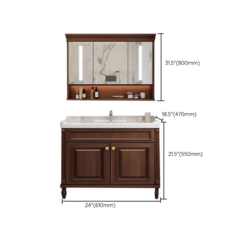 Bathroom Vanity Set Mirror Storage Shelf Ceramic Sink 2 Doors Sink Vanity with Faucet Clearhalo 'Bathroom Remodel & Bathroom Fixtures' 'Bathroom Vanities' 'bathroom_vanities' 'Home Improvement' 'home_improvement' 'home_improvement_bathroom_vanities' 1200x1200_4c8a291f-9a7e-47cd-b039-c276d8ba83b6