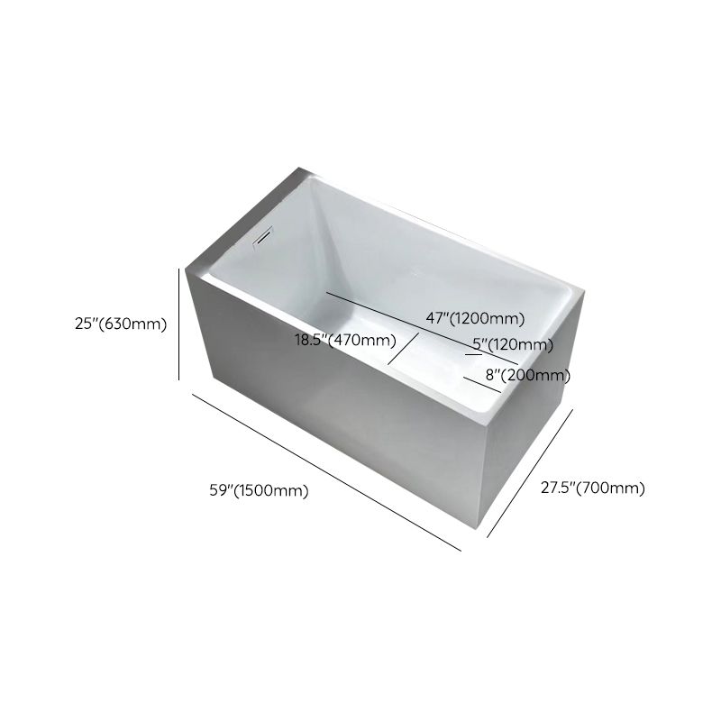 Contemporary Rectangle Acrylic Bathtub Freestanding Soaking Bathtub Clearhalo 'Bathroom Remodel & Bathroom Fixtures' 'Bathtubs' 'Home Improvement' 'home_improvement' 'home_improvement_bathtubs' 'Showers & Bathtubs' 1200x1200_4cb81e45-9f03-4771-bede-84a7f8aacfa7