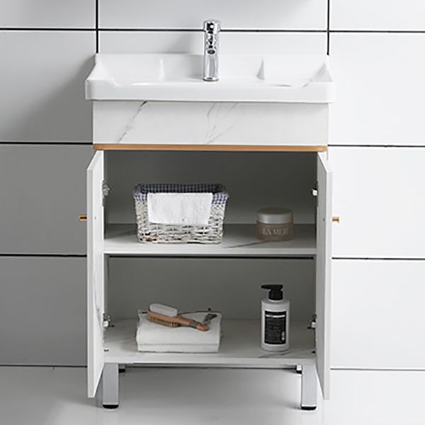 Modern Single Sink Bathroom Vanity White Ceramic Top Rectangular Vanity Set Clearhalo 'Bathroom Remodel & Bathroom Fixtures' 'Bathroom Vanities' 'bathroom_vanities' 'Home Improvement' 'home_improvement' 'home_improvement_bathroom_vanities' 1200x1200_4cc19b69-55e6-4c7a-b07a-eb2a498f869e