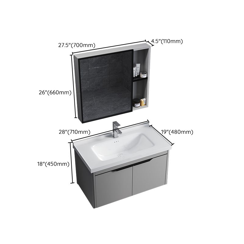 Single Sink Modern Bathroom Vanity Gray Metal Frame Rectangular Vanity Set Clearhalo 'Bathroom Remodel & Bathroom Fixtures' 'Bathroom Vanities' 'bathroom_vanities' 'Home Improvement' 'home_improvement' 'home_improvement_bathroom_vanities' 1200x1200_4cd94356-fc48-4580-8d0b-50b426c231af