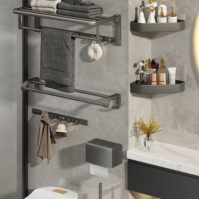 Modernism Aluminum Bathroom Hardware Set Gray Metal Bathroom Set with Towel Bar/Bath Shelf Clearhalo 'Bathroom Hardware Sets' 'Bathroom Hardware' 'Bathroom Remodel & Bathroom Fixtures' 'bathroom_hardware_sets' 'Home Improvement' 'home_improvement' 'home_improvement_bathroom_hardware_sets' 1200x1200_4d10ed55-0b41-44b7-9203-072f39dcf080