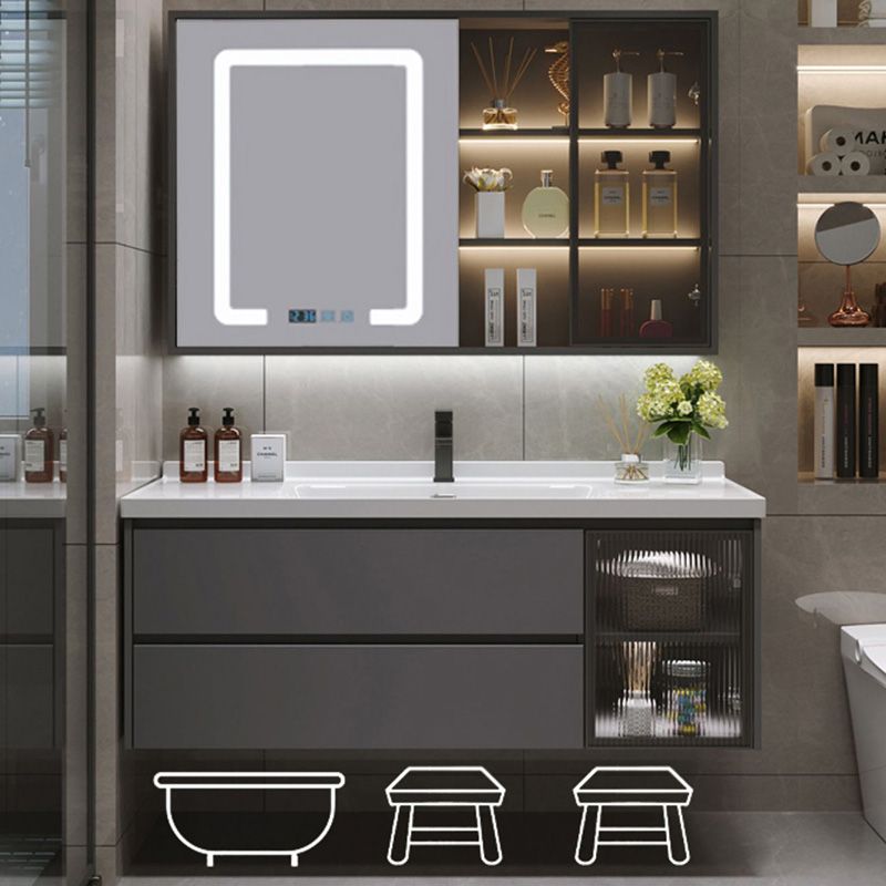 Trendy Bathroom Vanity Wall Mount Open Shelf Single Sink with Soft Close Door Clearhalo 'Bathroom Remodel & Bathroom Fixtures' 'Bathroom Vanities' 'bathroom_vanities' 'Home Improvement' 'home_improvement' 'home_improvement_bathroom_vanities' 1200x1200_4d15d3bb-a7e1-445d-976a-2ea74a8cd6a2