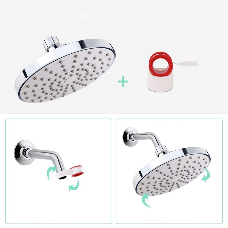 Round Fixed Shower Head Silver Single Spray Wall-Mount Shower Head Clearhalo 'Bathroom Remodel & Bathroom Fixtures' 'Home Improvement' 'home_improvement' 'home_improvement_shower_heads' 'Shower Heads' 'shower_heads' 'Showers & Bathtubs Plumbing' 'Showers & Bathtubs' 1200x1200_4d556920-a6d0-4a57-b1cc-920686ddc542