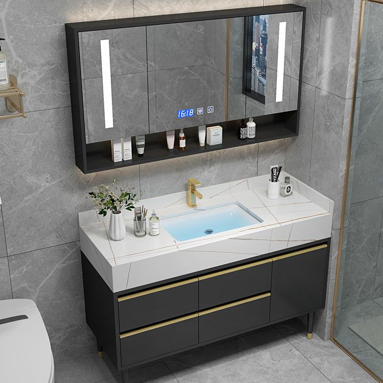 Faucet Included Freestanding Sink Vanity with Mirror Doors Drawers for Bathroom Clearhalo 'Bathroom Remodel & Bathroom Fixtures' 'Bathroom Vanities' 'bathroom_vanities' 'Home Improvement' 'home_improvement' 'home_improvement_bathroom_vanities' 1200x1200_4d5f78c0-0773-4a77-9f89-2ff8d3e0ff75