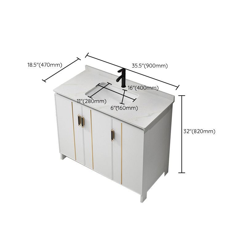 Gorgeous Freestanding Sink Cabinet Mirror Cabinet Bathroom Vanity Set in White Clearhalo 'Bathroom Remodel & Bathroom Fixtures' 'Bathroom Vanities' 'bathroom_vanities' 'Home Improvement' 'home_improvement' 'home_improvement_bathroom_vanities' 1200x1200_4d8cd622-a721-4804-9530-dcb142612585