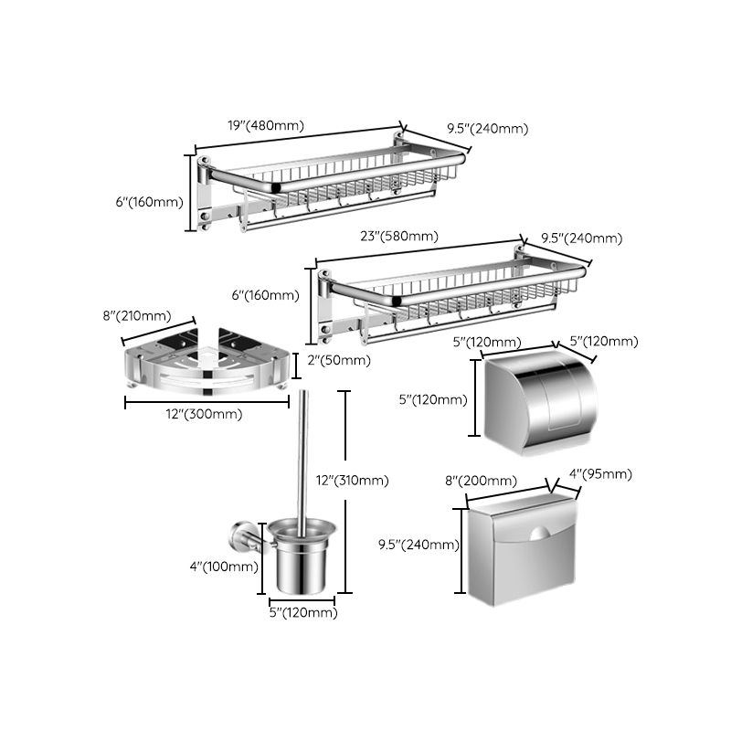 Modern Bathroom Accessories Hardware Set Silver Bathroom Hardware Clearhalo 'Bathroom Hardware Sets' 'Bathroom Hardware' 'Bathroom Remodel & Bathroom Fixtures' 'bathroom_hardware_sets' 'Home Improvement' 'home_improvement' 'home_improvement_bathroom_hardware_sets' 1200x1200_4d96f5ec-c69d-4e70-9218-3358af1463eb