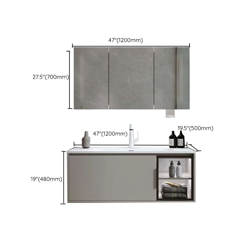 Modern Bathroom Sink Vanity Stainless Steel Wall-Mounted with Soft Close Door Clearhalo 'Bathroom Remodel & Bathroom Fixtures' 'Bathroom Vanities' 'bathroom_vanities' 'Home Improvement' 'home_improvement' 'home_improvement_bathroom_vanities' 1200x1200_4d97641f-5f86-4f7f-bec7-98d8d4fd46c6