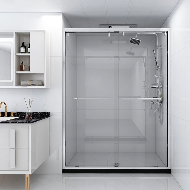 Tempered Glass Shower Bath Door Transparent Metal Semi Frameless Sliding Shower Door Clearhalo 'Bathroom Remodel & Bathroom Fixtures' 'Home Improvement' 'home_improvement' 'home_improvement_shower_tub_doors' 'Shower and Tub Doors' 'shower_tub_doors' 'Showers & Bathtubs' 1200x1200_4da2d351-1a8f-4c68-ba5d-fefff6417f69