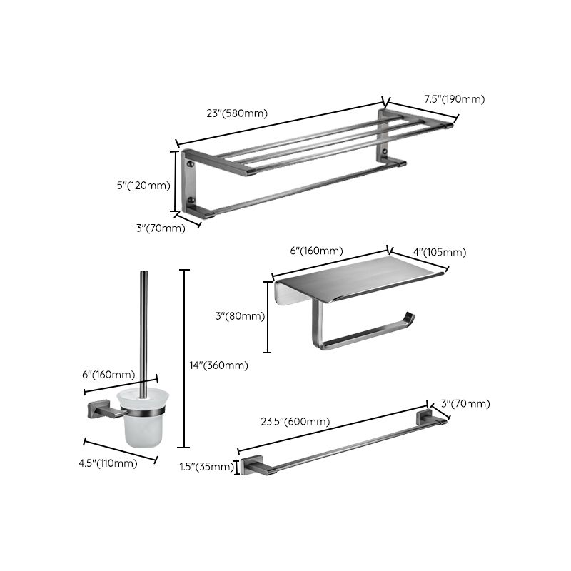 Matte Gray Bathroom Set Metal Bathroom Accessories Hardware Set Clearhalo 'Bathroom Hardware Sets' 'Bathroom Hardware' 'Bathroom Remodel & Bathroom Fixtures' 'bathroom_hardware_sets' 'Home Improvement' 'home_improvement' 'home_improvement_bathroom_hardware_sets' 1200x1200_4dc15298-481e-442e-a395-2595df87ec66