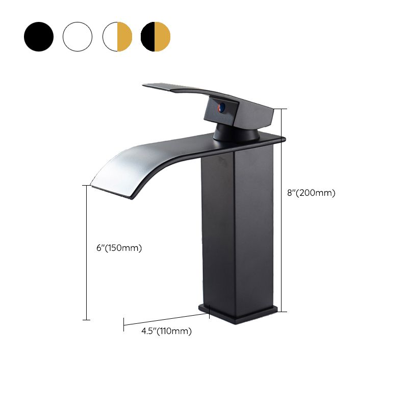 Waterfall Spout Vessel Sink Faucet Single Handle Square Faucet Clearhalo 'Accueil' 'Amélioration Domiciliaire' 'bathroom_sink_faucets' 'Ensembles de Lavabo & de Robinet de Toilette' 'home_improvement' 'home_improvement_bathroom_sink_faucets' 'Robinet de Lavabo de Salle de Bain' 'Rénovation et Équipement de Salle de Bain' 1200x1200_4dd13efb-b709-4dbd-b222-bf6edb26fefa