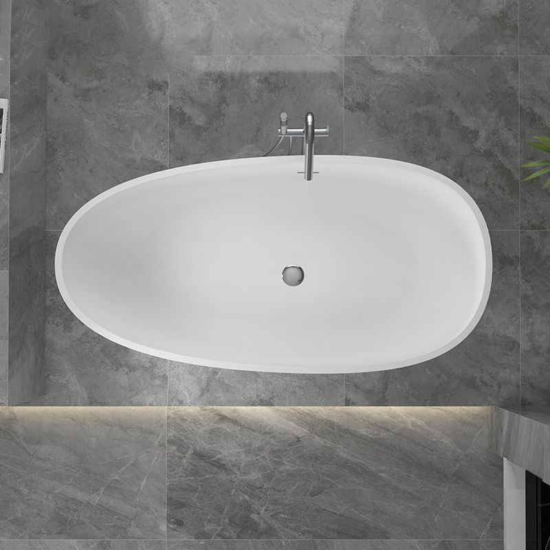 Modern Ellipse White Bathtub Stone Freestanding Soaking Bathtub with Drain Bath Tub Clearhalo 'Bathroom Remodel & Bathroom Fixtures' 'Bathtubs' 'Home Improvement' 'home_improvement' 'home_improvement_bathtubs' 'Showers & Bathtubs' 1200x1200_4de3a36e-5a3c-4a43-91a1-d45e14d94181