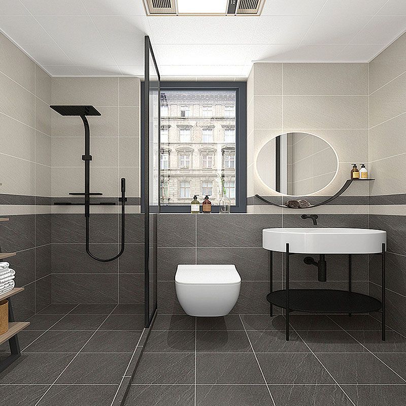 Black Rectangle Tile No Pattern Matte Cement Singular Tile for Bathroom floor Clearhalo 'Floor Tiles & Wall Tiles' 'floor_tiles_wall_tiles' 'Flooring 'Home Improvement' 'home_improvement' 'home_improvement_floor_tiles_wall_tiles' Walls and Ceiling' 1200x1200_4e026be5-55f0-4bef-a11c-5ac71dd496ad
