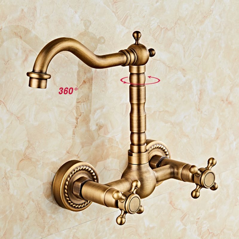 Glam 2-Handle Bathroom Sink Faucet 2-Hole Wall Mounted Bathroom Faucet Clearhalo 'Bathroom Remodel & Bathroom Fixtures' 'Bathroom Sink Faucets' 'Bathroom Sinks & Faucet Components' 'bathroom_sink_faucets' 'Home Improvement' 'home_improvement' 'home_improvement_bathroom_sink_faucets' 1200x1200_4e0c601c-9184-4a81-a0b6-7eeda4d7587f