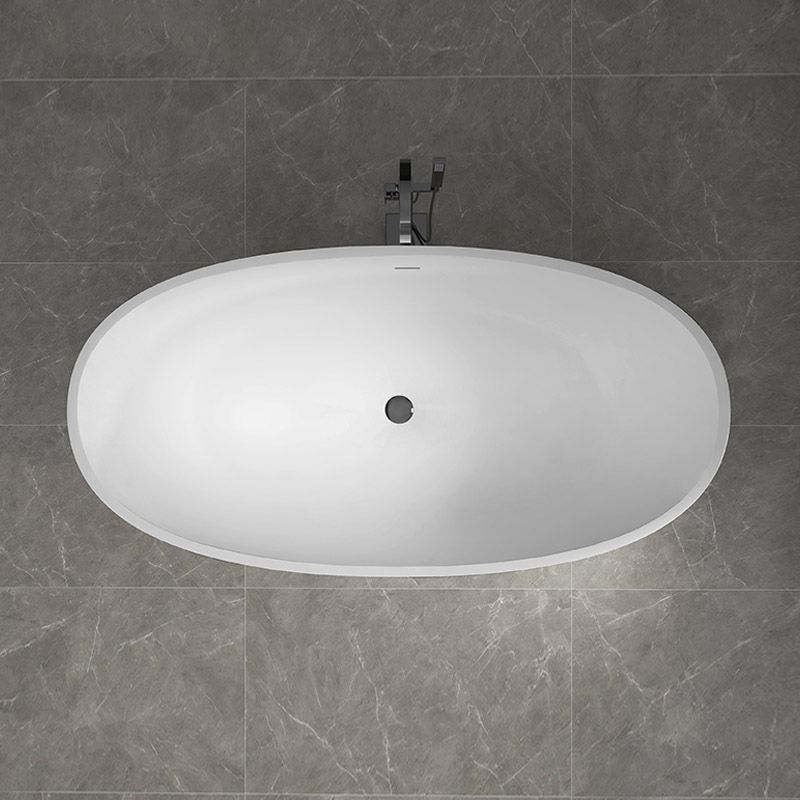 Modern Ellipse Stone Bathtub White Freestand Soaking Bathtub with Overflow Hole Clearhalo 'Bathroom Remodel & Bathroom Fixtures' 'Bathtubs' 'Home Improvement' 'home_improvement' 'home_improvement_bathtubs' 'Showers & Bathtubs' 1200x1200_4e19c19b-1cd4-4a67-86d2-63eb1c7313d9