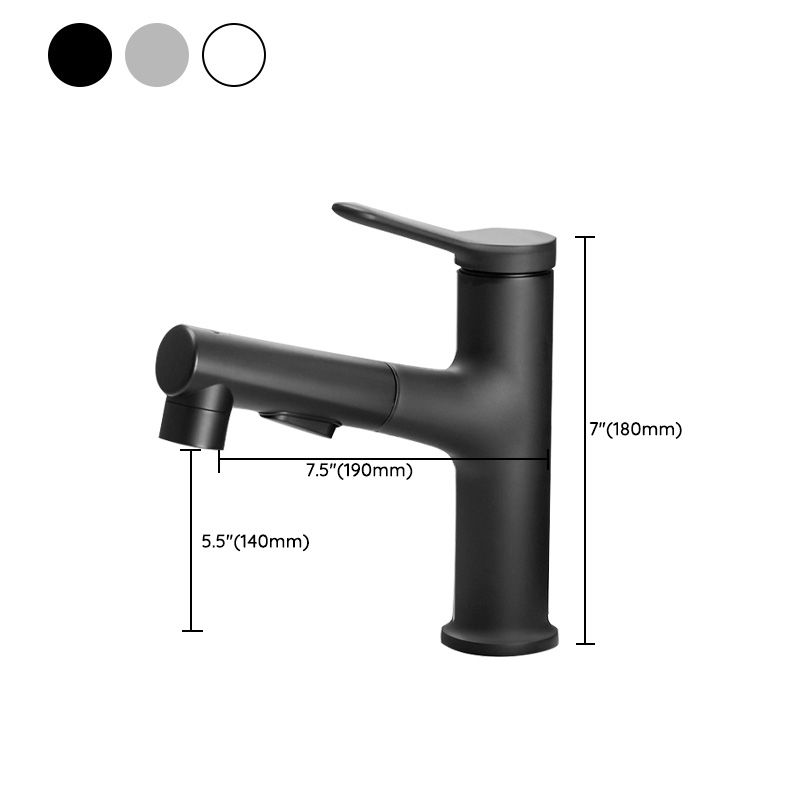 Modern Vessel Sink Faucet Lever Handle Pull-out Bathroom Faucet Clearhalo 'bathroom_sink_faucets' 'Conjuntos de Torneiras de Lavatório e Banheiro' 'home_improvement' 'home_improvement_bathroom_sink_faucets' 'Mobiliário Doméstico' 'Página inicial' 'Renovação e equipamento de casa de banho' 'Torneira para lavatório de banheiro' 1200x1200_4e21647a-d3c4-456e-96a2-e35c19a297ed