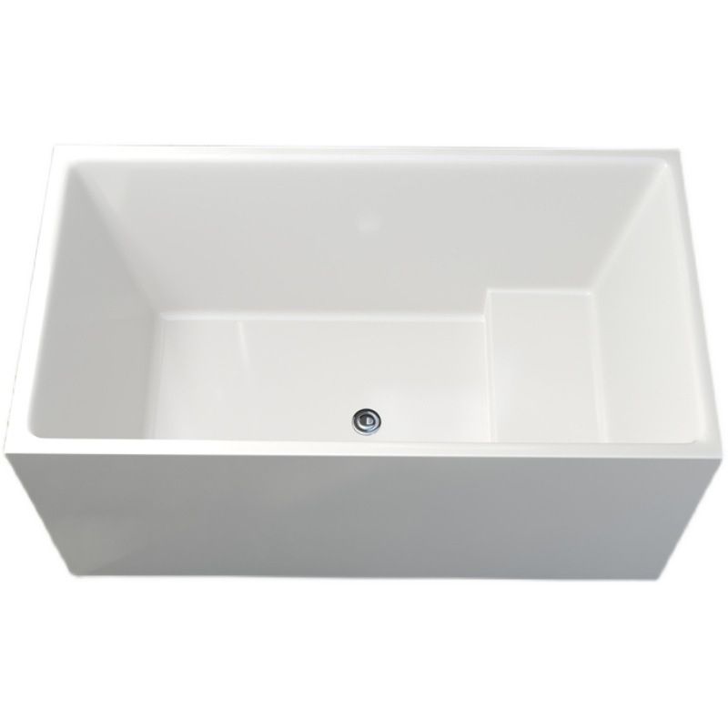 Contemporary Soaking Freestanding Bathtub Acrylic Rectangular with Center Drain Clearhalo 'Bathroom Remodel & Bathroom Fixtures' 'Bathtubs' 'Home Improvement' 'home_improvement' 'home_improvement_bathtubs' 'Showers & Bathtubs' 1200x1200_4e244677-e94c-4359-a4ac-d20af2d026bb