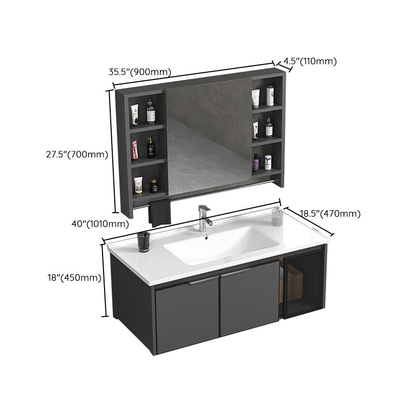 Single Sink Bathroom Vanity Wall Mount Rectangular Single Modern Vanity Set Clearhalo 'Bathroom Remodel & Bathroom Fixtures' 'Bathroom Vanities' 'bathroom_vanities' 'Home Improvement' 'home_improvement' 'home_improvement_bathroom_vanities' 1200x1200_4ec84333-631e-41b5-819a-1cbb68c6f939