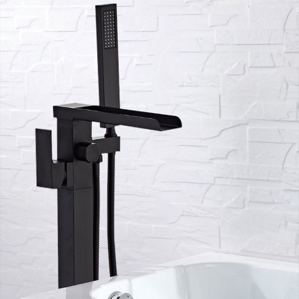 Floor Mounted Waterfall Freestanding Tub Filler Single Handle Freestanding Tub Filler Trim Clearhalo 'Bathroom Remodel & Bathroom Fixtures' 'Bathtub Faucets' 'bathtub_faucets' 'Home Improvement' 'home_improvement' 'home_improvement_bathtub_faucets' 1200x1200_4f15dfa2-4696-4878-94cc-46615c0b9b27