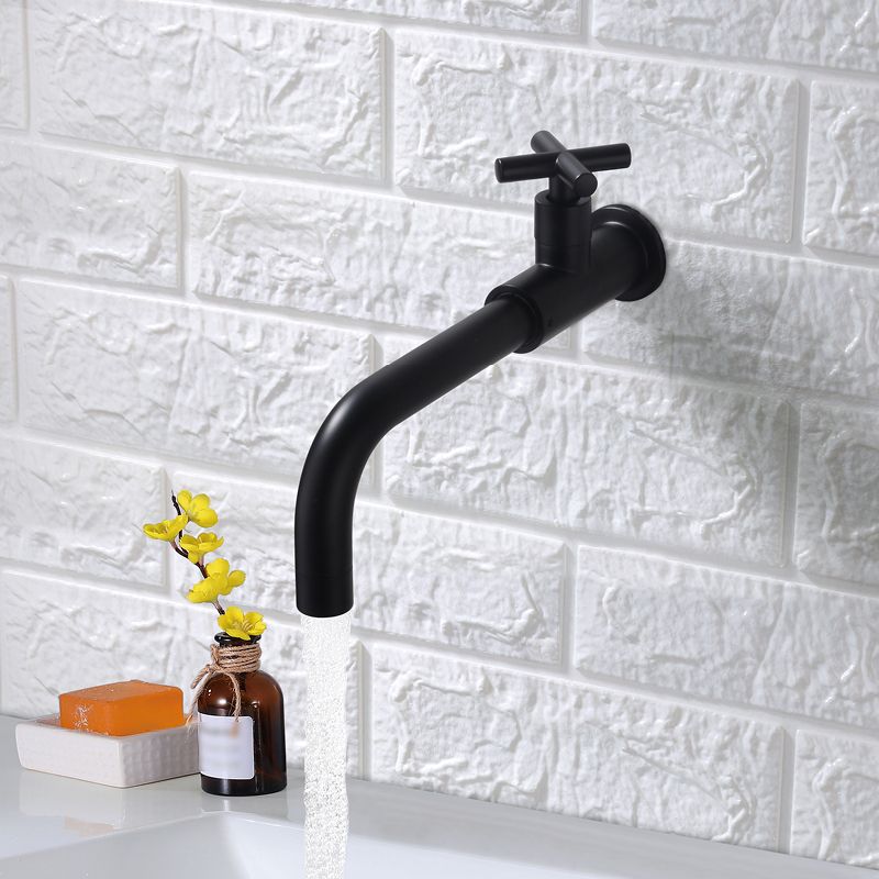 Contemporary Wall Mounted Bathroom Faucet Cross Handles Stainless Steel Faucet Clearhalo 'Bathroom Remodel & Bathroom Fixtures' 'Bathroom Sink Faucets' 'Bathroom Sinks & Faucet Components' 'bathroom_sink_faucets' 'Home Improvement' 'home_improvement' 'home_improvement_bathroom_sink_faucets' 1200x1200_4f774cd8-13d7-46a3-b8f0-8aa6592ec474
