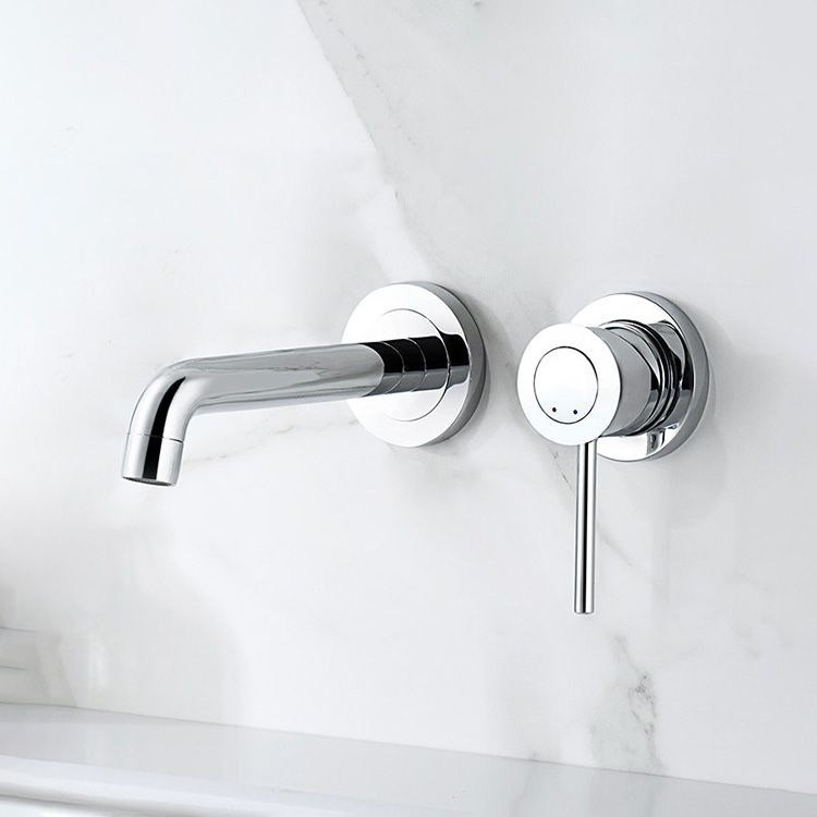 Wall Mounted Bathroom Faucet Single-handle Low Arc Chrome Faucet Clearhalo 'Bathroom Remodel & Bathroom Fixtures' 'Bathroom Sink Faucets' 'Bathroom Sinks & Faucet Components' 'bathroom_sink_faucets' 'Home Improvement' 'home_improvement' 'home_improvement_bathroom_sink_faucets' 1200x1200_4f7e3e1a-59cc-425f-81d6-1479136d8209