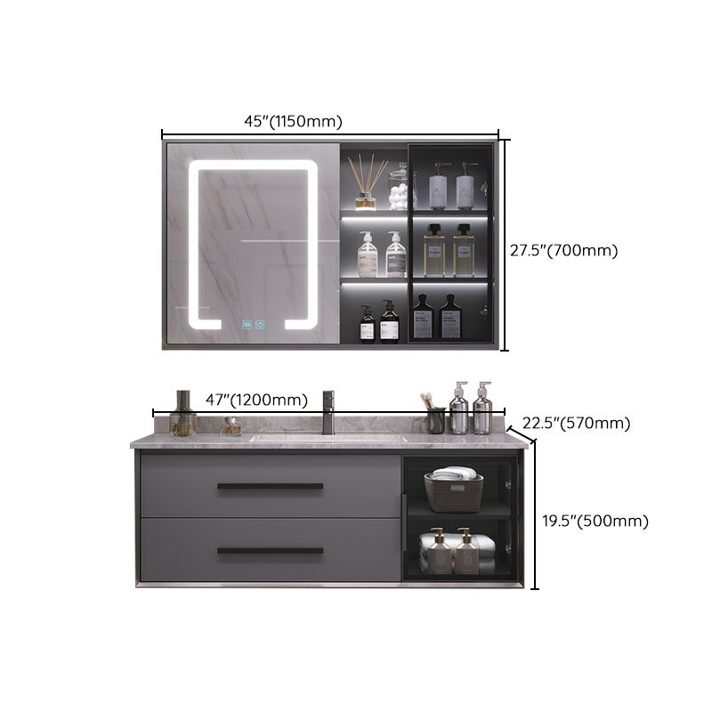 Wall Mount Mirror Included Bath Vanity with Faucet Drawers for Bathroom Clearhalo 'Bathroom Remodel & Bathroom Fixtures' 'Bathroom Vanities' 'bathroom_vanities' 'Home Improvement' 'home_improvement' 'home_improvement_bathroom_vanities' 1200x1200_4f8153a5-0353-415a-a6ef-587c87da50e2