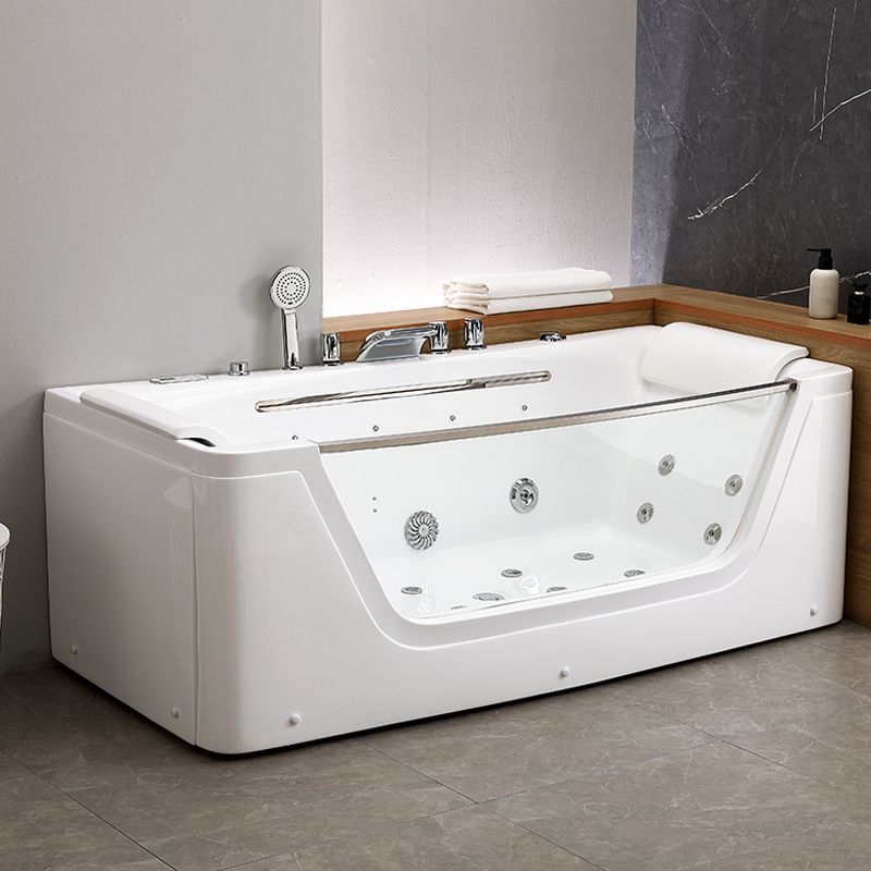 Modern Rectangle Acrylic Bathtub Back to Wall with Massage Device Clearhalo 'Bathroom Remodel & Bathroom Fixtures' 'Bathtubs' 'Home Improvement' 'home_improvement' 'home_improvement_bathtubs' 'Showers & Bathtubs' 1200x1200_4f9f176a-035d-47b9-9c38-2643a71e2aa6