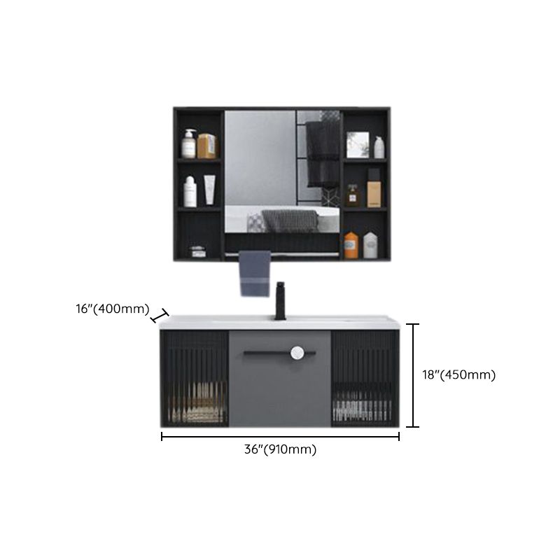 Wall Mount Bath Vanity Set Mirror Grey Rectangle Wood Bathroom Vanity with Single Sink Clearhalo 'Bathroom Remodel & Bathroom Fixtures' 'Bathroom Vanities' 'bathroom_vanities' 'Home Improvement' 'home_improvement' 'home_improvement_bathroom_vanities' 1200x1200_4fa8ee50-3c20-4543-ac0c-c7eadab9d3cf