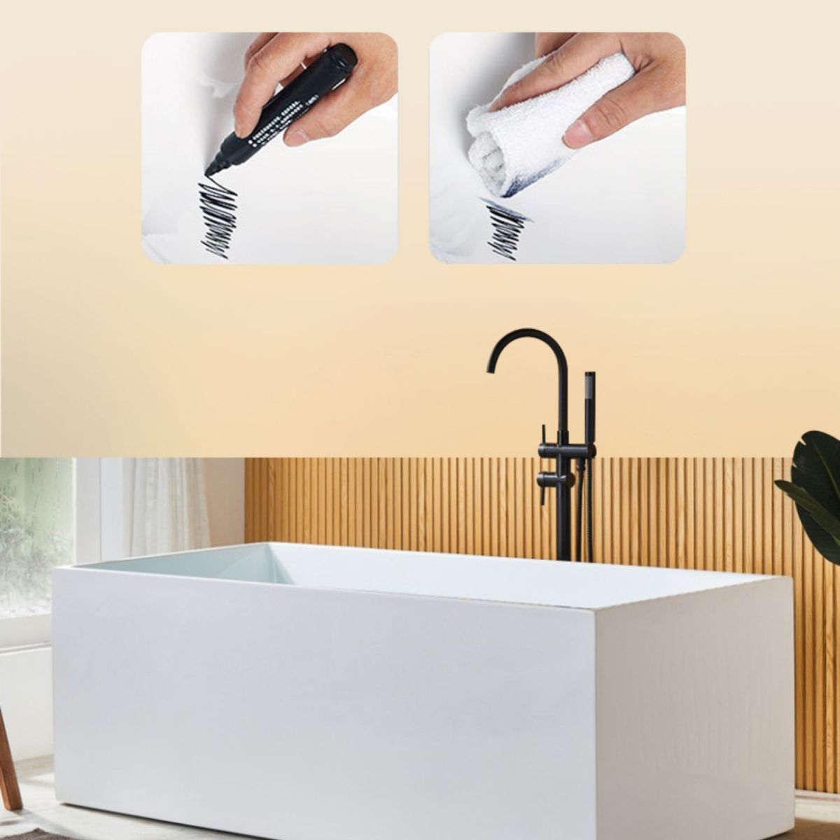 Modern Rectangle Acrylic Bathtub Freestand Soaking Bathtub with Drain Bath Tub Clearhalo 'Bathroom Remodel & Bathroom Fixtures' 'Bathtubs' 'Home Improvement' 'home_improvement' 'home_improvement_bathtubs' 'Showers & Bathtubs' 1200x1200_4fc16de9-a5a5-46fa-8583-20c99d43c924