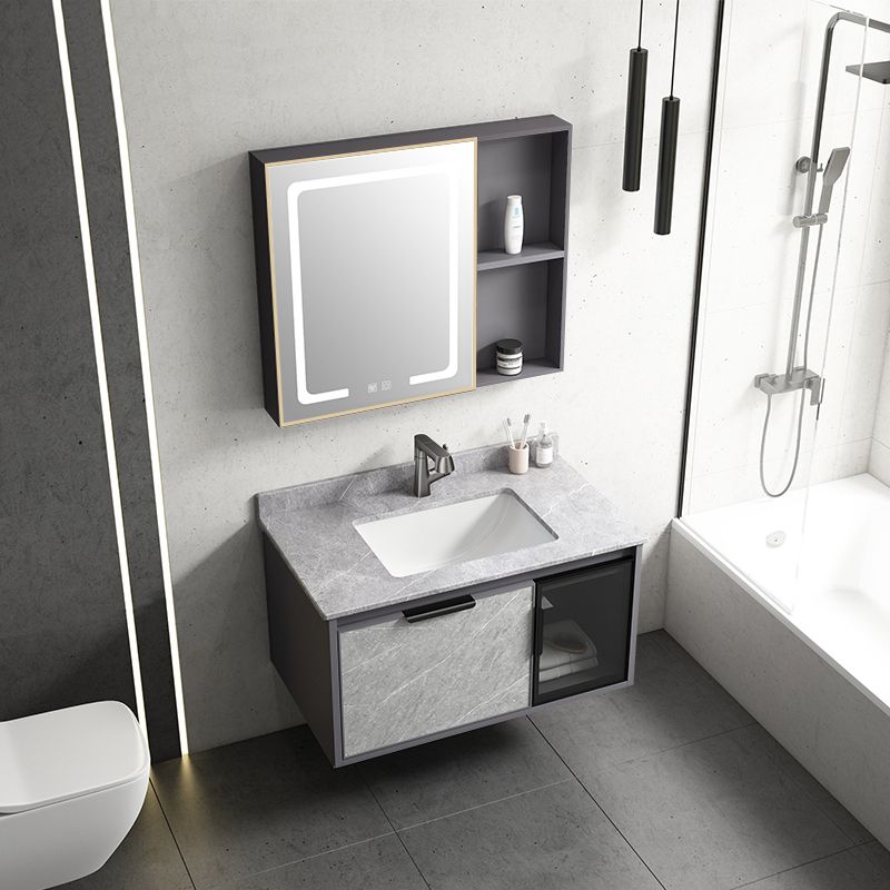 Single Sink Bathroom Sink Vanity Metal Wall Mounted Bathroom Sink Vanity Clearhalo 'Bathroom Remodel & Bathroom Fixtures' 'Bathroom Vanities' 'bathroom_vanities' 'Home Improvement' 'home_improvement' 'home_improvement_bathroom_vanities' 1200x1200_4fdabbe5-82e5-40ea-91c6-3d1dfc053b96